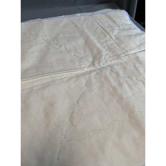 Candlewick Snowflake Quilted Cotton Stamped Fabric Batting & Backing set of 4 - Picture 3 of 6